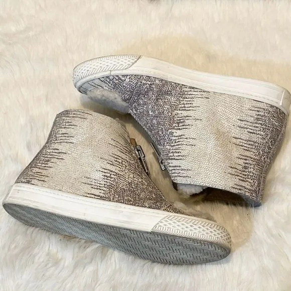 LOEFFLER RANDALL Devin Sneakers SZ 6 Lizard Embossed Designer High Top Sneakerss
