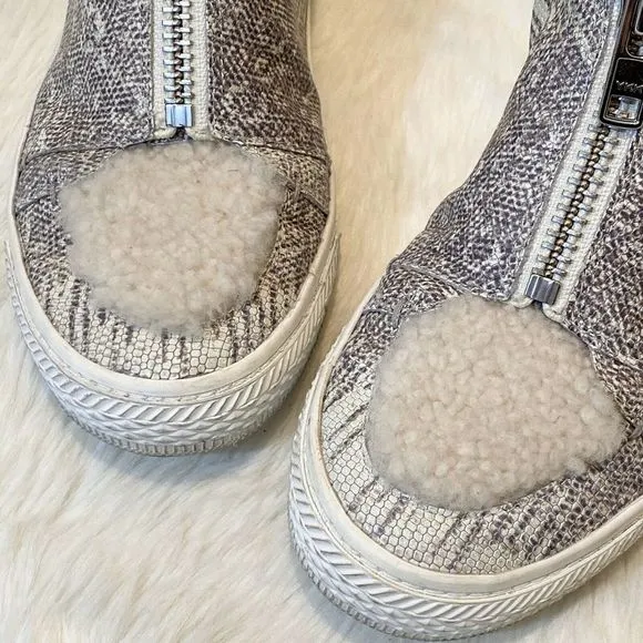 LOEFFLER RANDALL Devin Sneakers SZ 6 Lizard Embossed Designer High Top Sneakerss