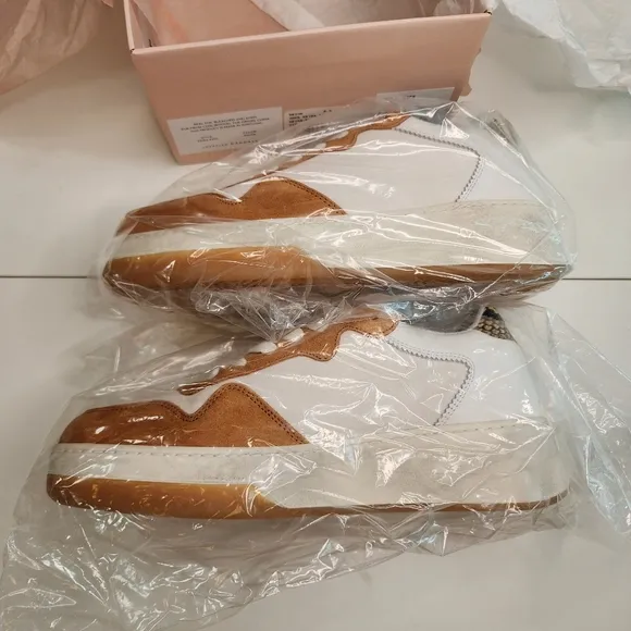 Loeffler Randall Kiera White Leather, Suede &amp; Cow Hair Low Top Platform Sneakers