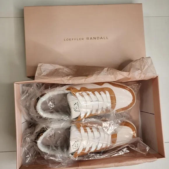 Loeffler Randall Kiera White Leather, Suede &amp; Cow Hair Low Top Platform Sneakers