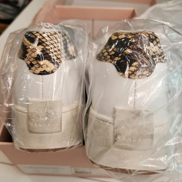 Loeffler Randall Kiera White Leather, Suede &amp; Cow Hair Low Top Platform Sneakers