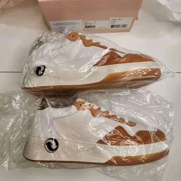 Loeffler Randall Kiera White Leather, Suede &amp; Cow Hair Low Top Platform Sneakers