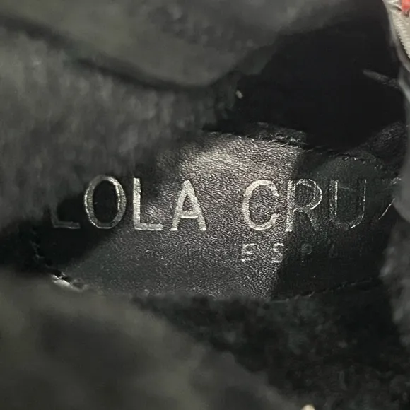 Lola Cruz Black Leather Studded Harness Boots