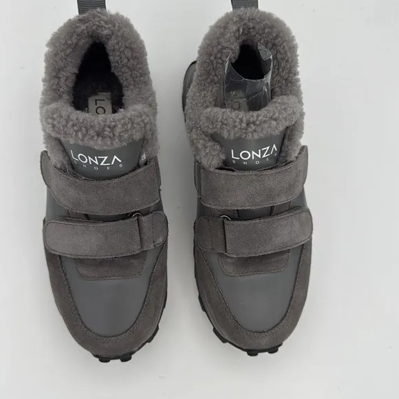 LONZA women’s Bimberi genuine suede leather /genuine wool grey winter Bootie 8.5