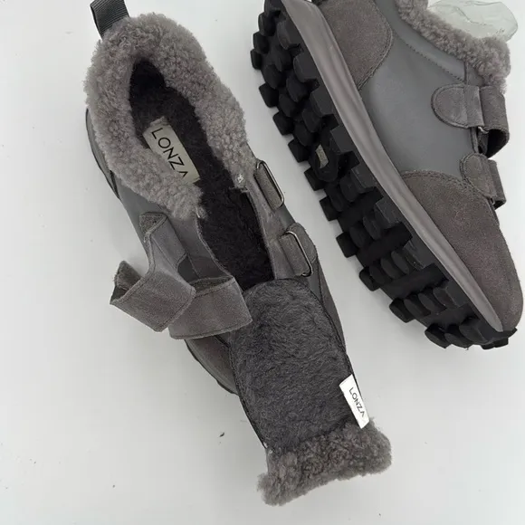 LONZA women’s Bimberi genuine suede leather /genuine wool grey winter Bootie 8.5