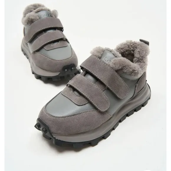 LONZA women’s Bimberi genuine suede leather /genuine wool grey winter Bootie 8.5