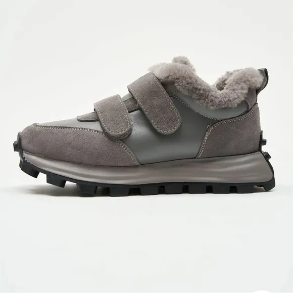 LONZA women’s Bimberi genuine suede leather /genuine wool grey winter Bootie 8.5