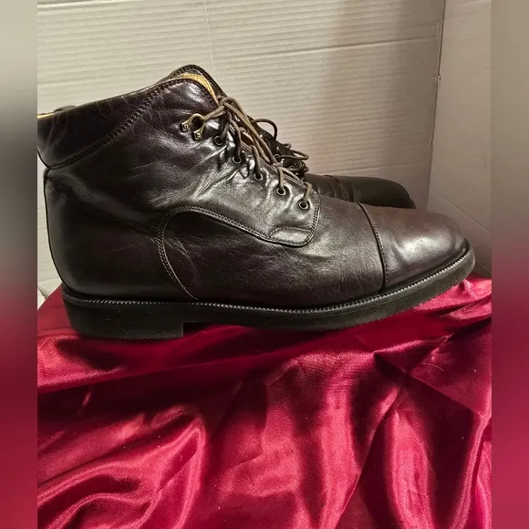 LORENZO 1973 MEN'S ITALY MADE XL LIGHT SOFT BROWN BOOTS LEATHER TIE-UP SIZE 10.5