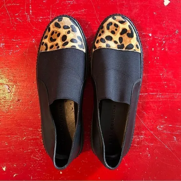 Lori Goldstein | Animal Print Black Leather Platform Sneakers