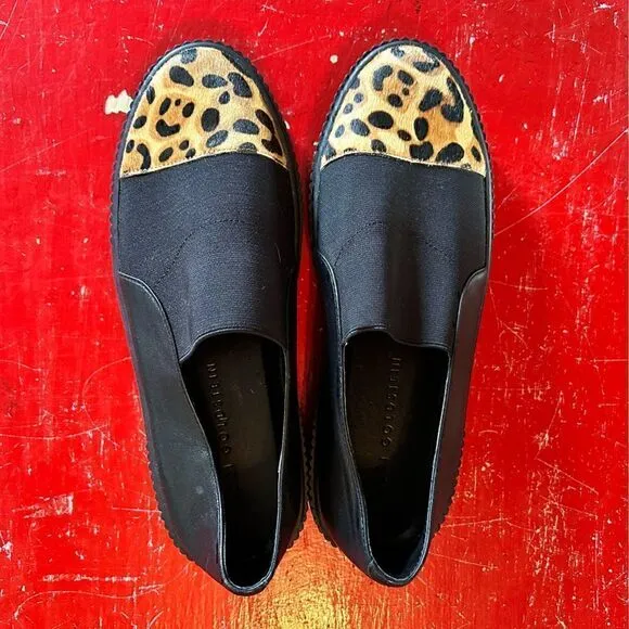 Lori Goldstein | Animal Print Black Leather Platform Sneakers