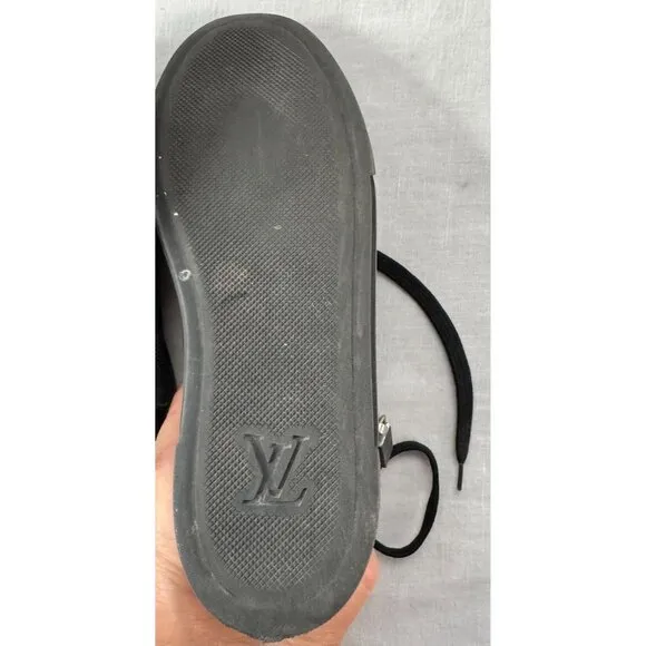 Louis Vuitton Damier Graphite High-Top Sneakers Black Leather/Suede Size 33/3.5
