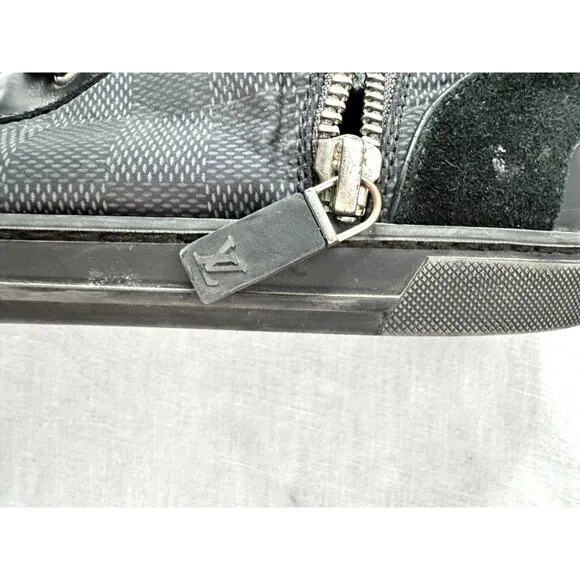 Louis Vuitton Damier Graphite High-Top Sneakers Black Leather/Suede Size 33/3.5