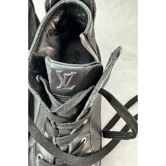 Louis Vuitton Damier Graphite High-Top Sneakers Black Leather/Suede Size 33/3.5