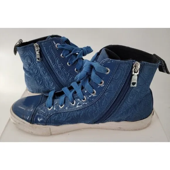 Love Moschino Quilted Hearts Peace High Top Sneakers