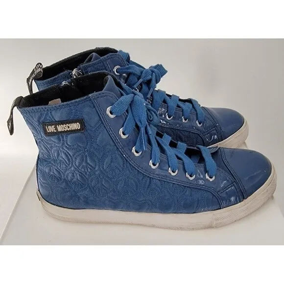 Love Moschino Quilted Hearts Peace High Top Sneakers