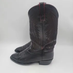 Lucchese 2000 Mens Black Cherry Leather Western Cowboy Boots US Sz 9.5 2E EE