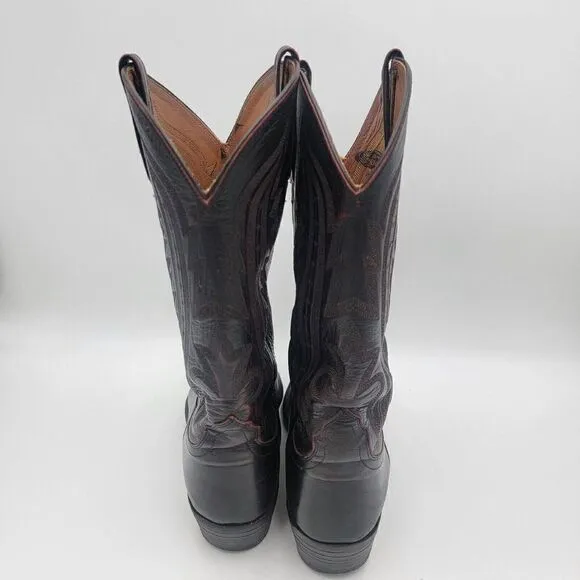 Lucchese 2000 Mens Black Cherry Leather Western Cowboy Boots US Sz 9.5 2E EE