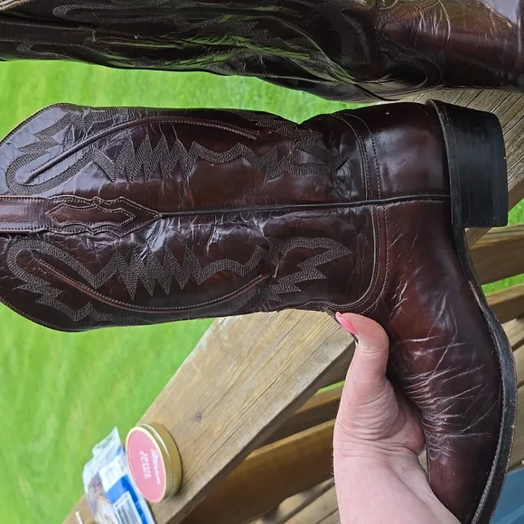 Lucchese 2000 Milano Goat Antique Brown Leather Cowboy Boots T3083R4 9.5 D