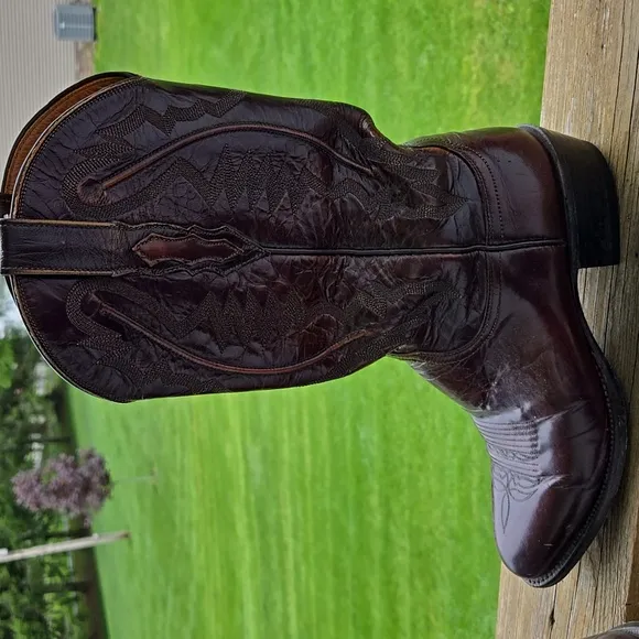 Lucchese 2000 Milano Goat Antique Brown Leather Cowboy Boots T3083R4 9.5 D