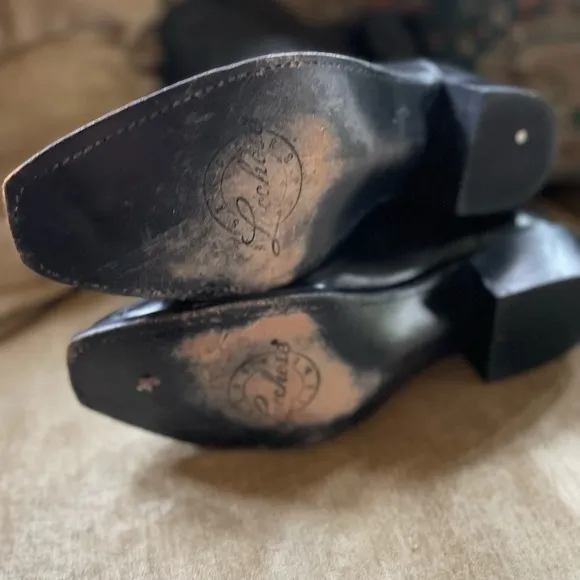 Lucchese Buffalo skin black square toe cowboy boots