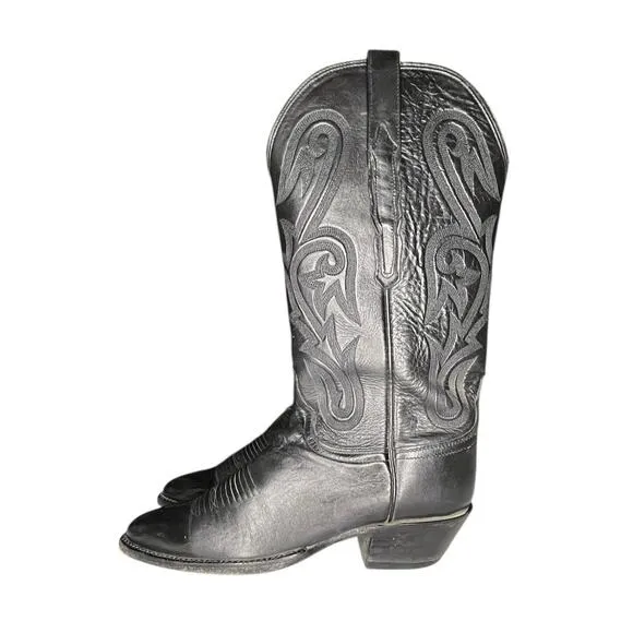 Lucchese H5705 Black Ranch Hand Leather Cowgirl Western Boots Size 8.5