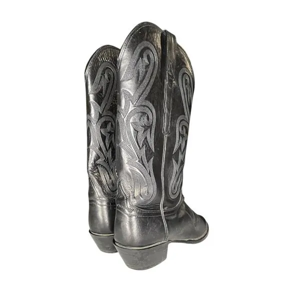 Lucchese H5705 Black Ranch Hand Leather Cowgirl Western Boots Size 8.5