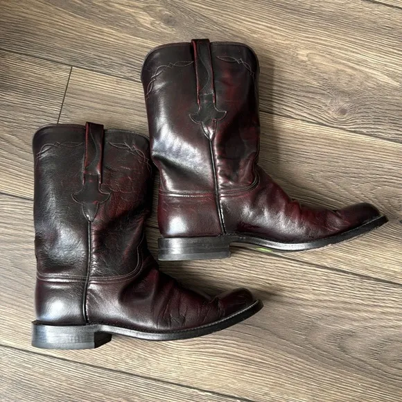 Lucchese round toe Black Cherry leather cowboy/western boots 8 E