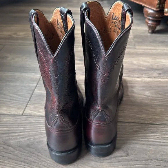 Lucchese round toe Black Cherry leather cowboy/western boots 8 E