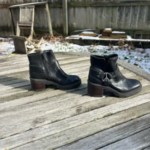 Lucky‎ Brand Size 6 Soxton Harness Booties Ankle Boots Shoes Black Leather