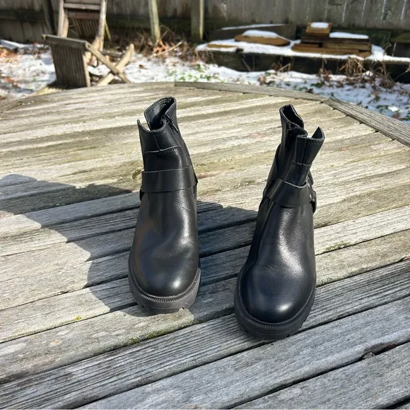 Lucky‎ Brand Size 6 Soxton Harness Booties Ankle Boots Shoes Black Leather