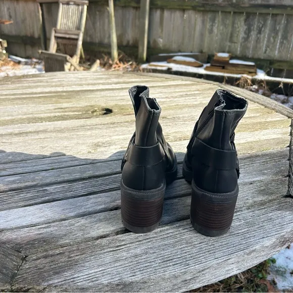 Lucky‎ Brand Size 6 Soxton Harness Booties Ankle Boots Shoes Black Leather
