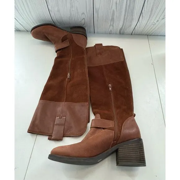 Lucky Brand Womens KAILAN Sz 6.5 Leather Riding Boots  Rye Brown