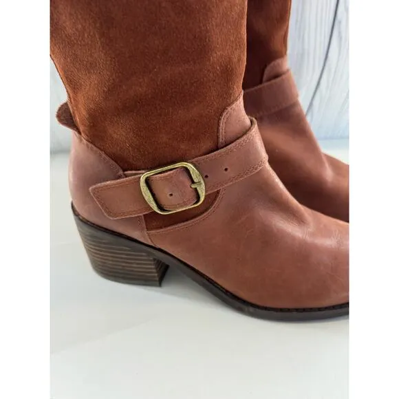 Lucky Brand Womens KAILAN Sz 6.5 Leather Riding Boots  Rye Brown
