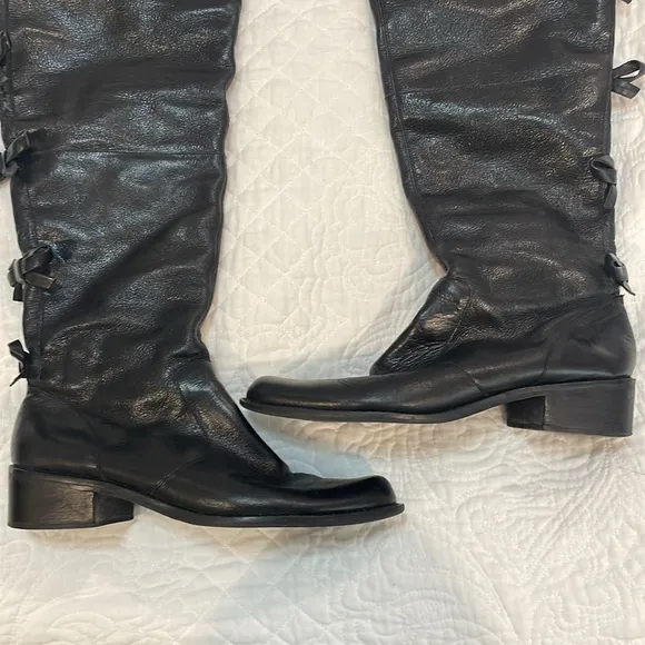 Luz Da Lua Black‎ Leather Boots Size USA 7