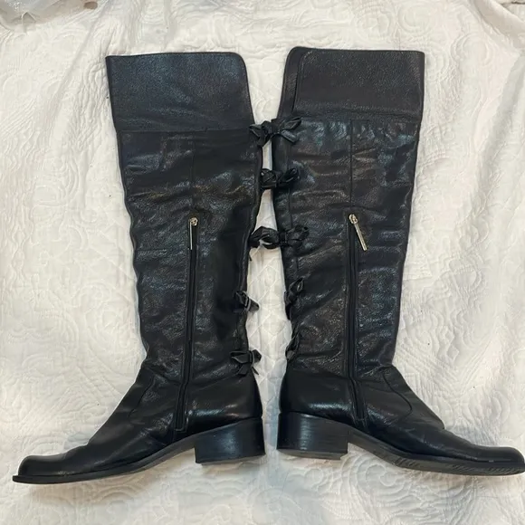 Luz Da Lua Black‎ Leather Boots Size USA 7