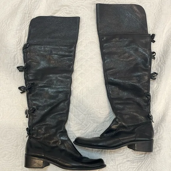 Luz Da Lua Black‎ Leather Boots Size USA 7