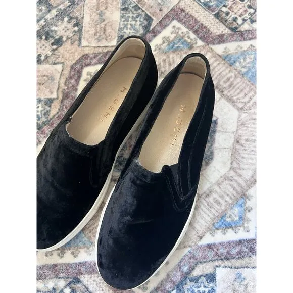 M. Gemi Black Velvet Slip On Womens Sz 5.5 Sneakers The Cerchio Made In Italy
