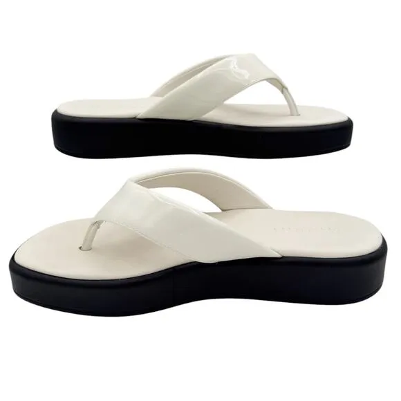 M. Gemi Rosella Flatform Thong Leather Flip Flop Sandal White Black EU 41 US 10