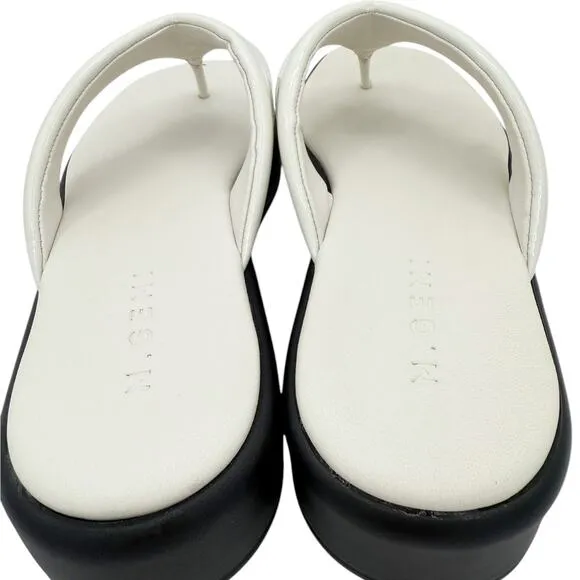 M. Gemi Rosella Flatform Thong Leather Flip Flop Sandal White Black EU 41 US 10