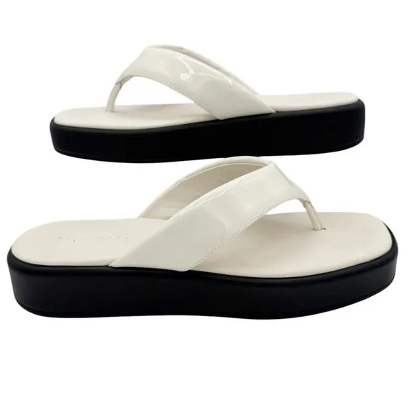 M. Gemi Rosella Flatform Thong Leather Flip Flop Sandal White Black EU 41 US 10
