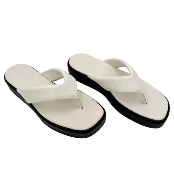 M. Gemi Rosella Flatform Thong Leather Flip Flop Sandal White Black EU 41 US 10