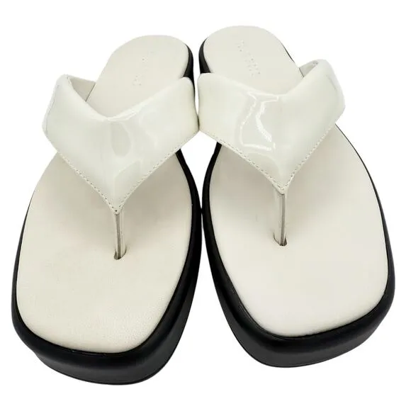 M. Gemi Rosella Flatform Thong Leather Flip Flop Sandal White Black EU 41 US 10