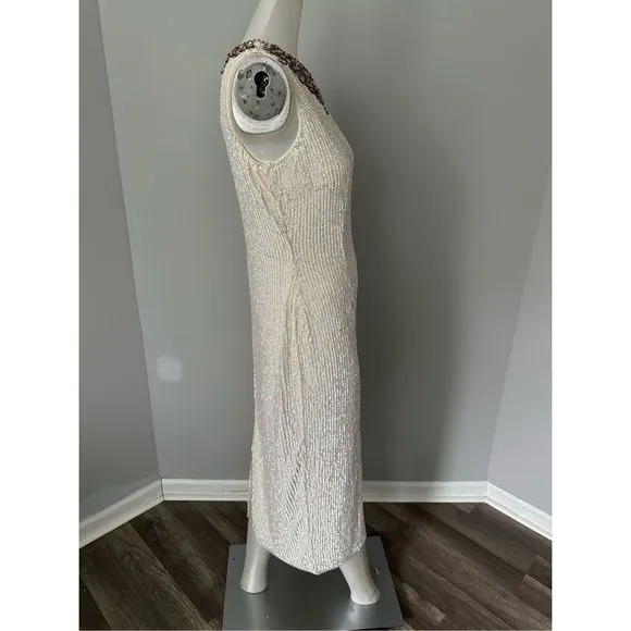 MAC DUGGAL FULLY SEQUINED JEWELED HIGH NECK FITTED DRESS