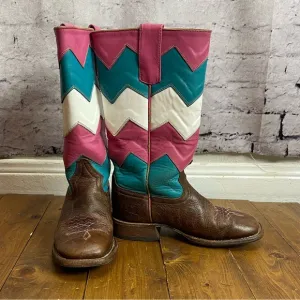 Macie Bean girls boots size 12 moves like zagger pink white and turquoise