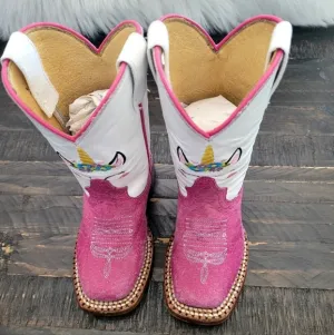 Macie Bean Toddler Pink Unicorn Cowgirl Boots Size 6