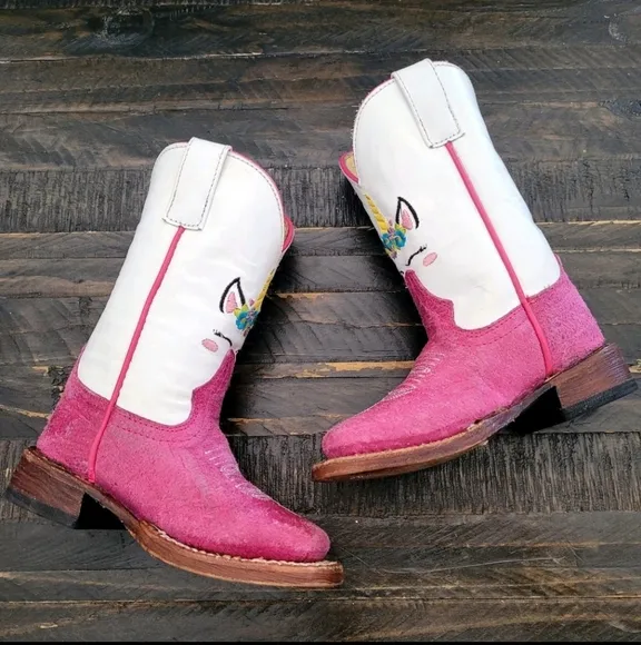 Macie Bean Toddler Pink Unicorn Cowgirl Boots Size 6