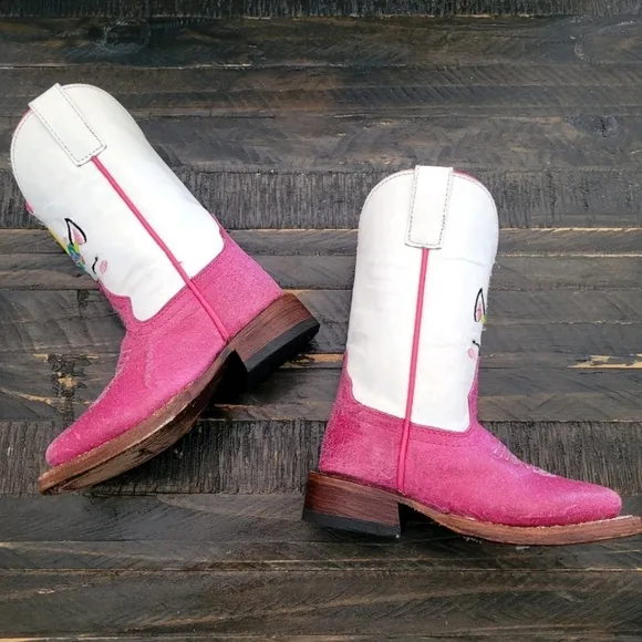Macie Bean Toddler Pink Unicorn Cowgirl Boots Size 6