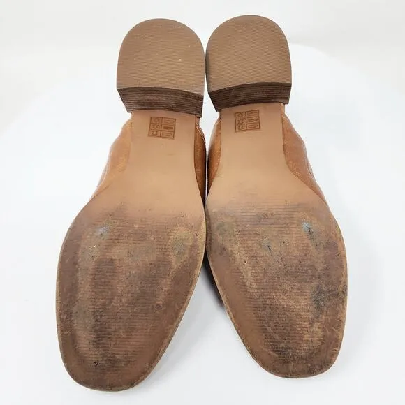 Madewell Carey Mules Women 6 Cognac Brown Leather Slip On Stacked Heel AH759