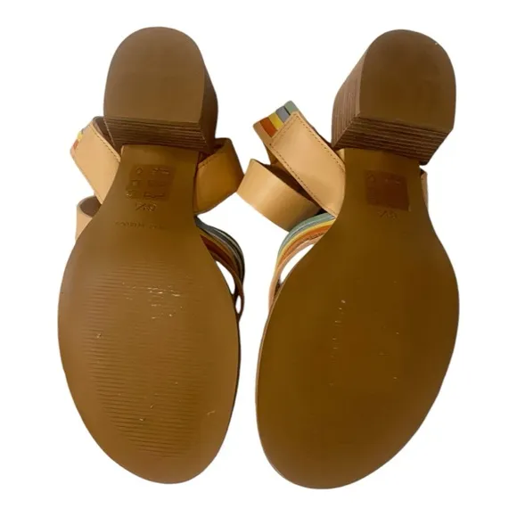 MADEWELL Samira Heeled Sandal Ankle Strap Leather Rainbow Spring Preppy Sz 6.5