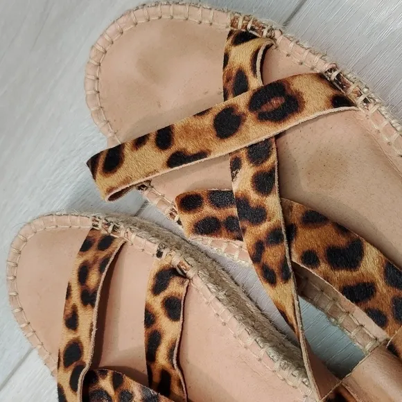Madewell Womens Malia Ankle Strap Animal Espadrille Platform Sandal shoes 9.5